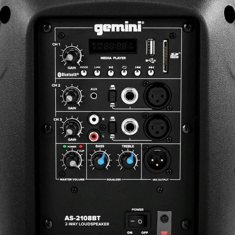 Gemini AS-2108BT 8" Active Loudspeaker