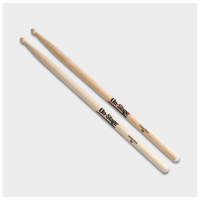 On-Stage MW5A 5A Wood Tip Maple Drumsticks, 12 Pack