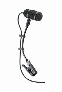 Audio-Technica PRO-35CW Cardioid Condenser Clip-on Instrument Microphone, 55" Cable Terminated with Locking 4-Pin Connector for A-T UniPak Wireless Systems PRO35CW