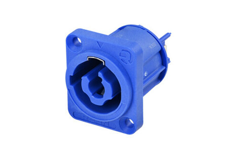 REAN RRAC3I-G-000-0 3 Pole AC PowerCON Inlet Connector With D-Size Mounting Flange, Blue Housing, Bulk