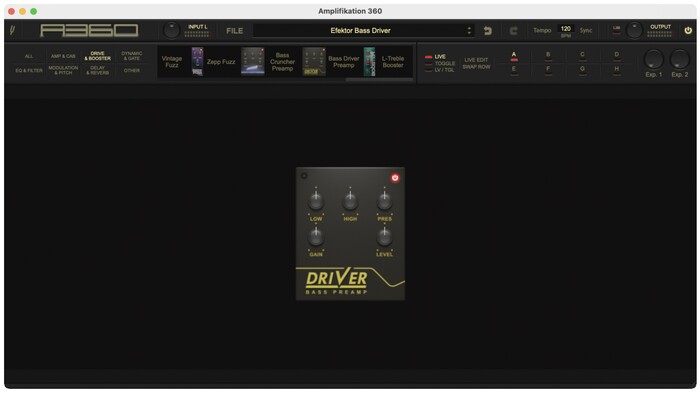 Kuassa Teknika Efektor Bass Driver Preamp Bass Preamp/DI Effects Engine [Virtual]