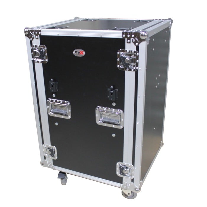 ProX T-18RSPWDST 18U, 20" Deep Shockproof Vertical Rack With Casters And Two Side Tables