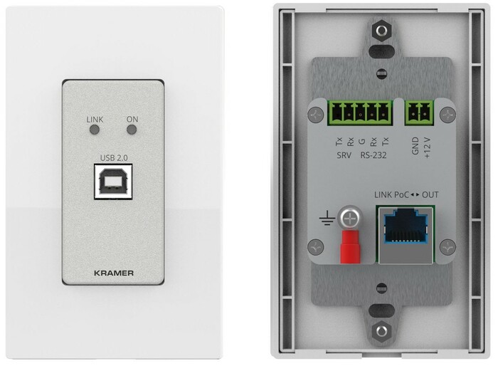 Kramer WP-2UT/R-KIT USB 2.0 PoC Wall–Plate Extender Kit Over Extended–Reach CAT