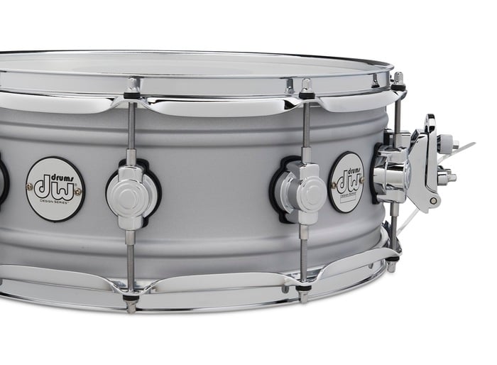 DW Design Series 5.5x14" Aluminum Snare Drum MAG Throw-off, Design Series Snare Lugs, And Triple-flange Hoops
