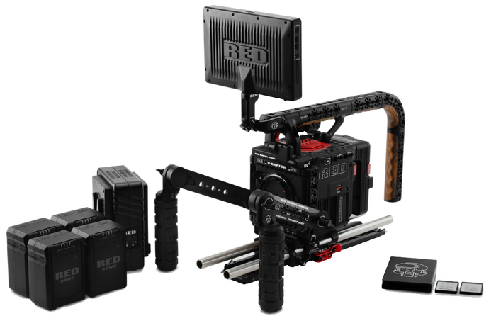 RED Digital Cinema V-RAPTOR Production Pack (Gold Mount) 8K VV Camera With Monitor, Grips, Batteries And More, Gold Mount