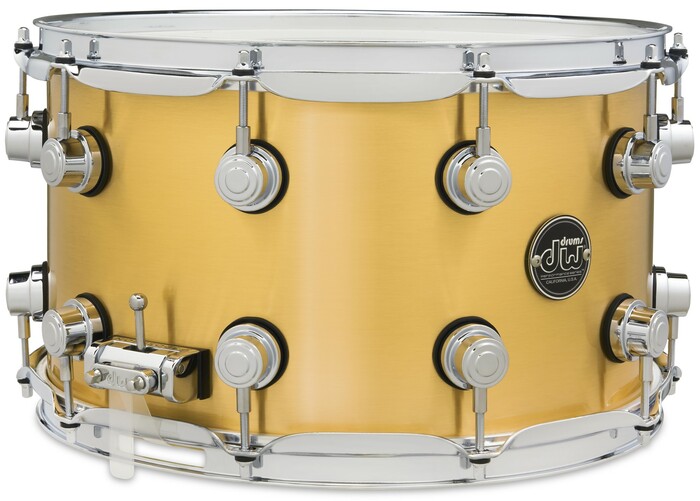 DW Performance Series 8x14" Polished Brass Snare Drum Performance Quarter-sized Lugs, TruePitch Tuning Tension Rods, And MAG Throw-off