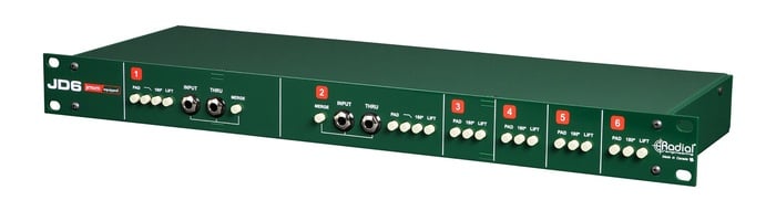 Radial Engineering JD6 6-Channel Passive DI For Keyboards, 1RU 19" Rackmount, 1/4" And RCA Inputs