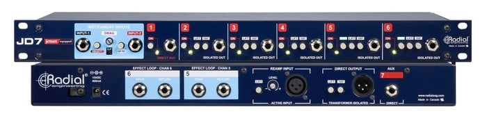 Radial Engineering JD7 Guitar Signal Splitter And Distro, 7 Amp Outputs, DI Box And Reamper