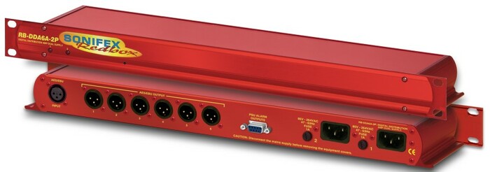 Sonifex RB-DDA6A-2P 6-Way Stereo AES/EBU Digital Distribution Amplifier With Dual Power Supplies