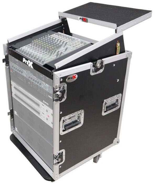 ProX T-14MRLT-MK2 14U Rack And 10U Top Mixer DJ Combo Flight Case With Laptop Shelf