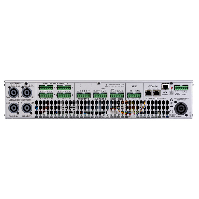 Linea Research 88C20-DANTE Dante 8-Channel Installation Amplifier, 20,000W RMS