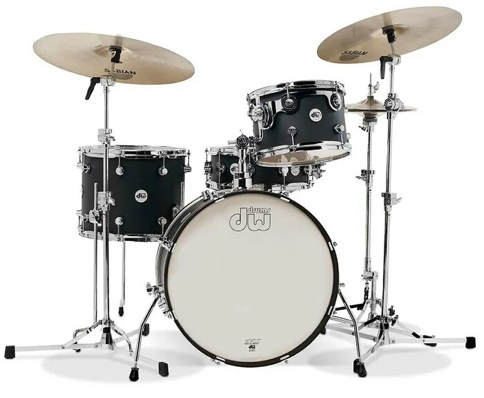 DW DDLM2004BL Design Series Frequent Flyer 4-Piece Maple Shell Pack, Black