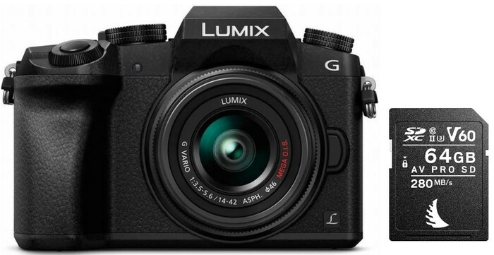 Panasonic DMC-G7KK 16MP 4K LUMIX G7 Camera Bundle With With 14-42mm Lens And Angelbird SDXC 64GB Memory Card