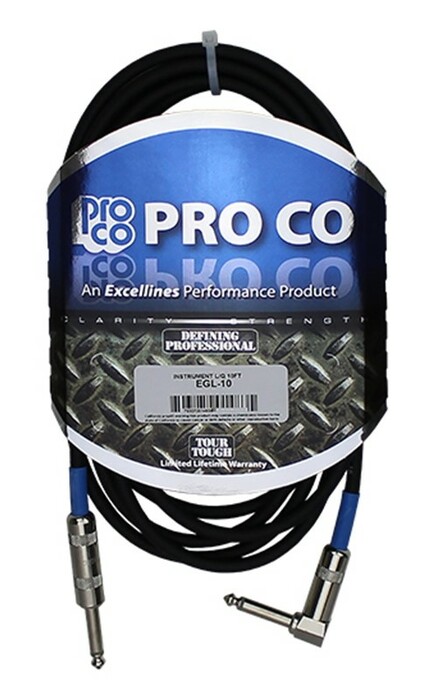 Pro Co EGL-1 1' Excellines 1/4" TS Right Angle To 1/4" TS Cable