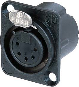 Neutrik NC5FD-LX-B DLX Series 5-Pin Female XLR Panel Connector (Black Metal Housing, Gold Contacts) NC5FD-LX-B