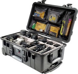 Pelican Cases 1514 Protector Case 19.8"x11"x7.6" Protector Carry-On Case With Padded Dividers