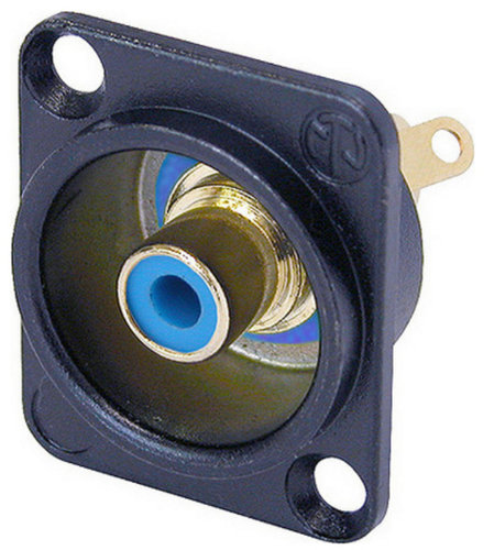 Neutrik NF2D-BLUE D Series RCA Jack With Blue Isolation Washer, Black Housing