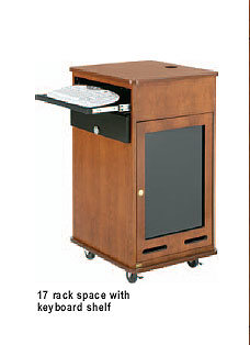 Da-Lite 99479LOV 17RU Light Oak Veneer Equipment Rack Cart with Keyboard Shelf 99479LOV