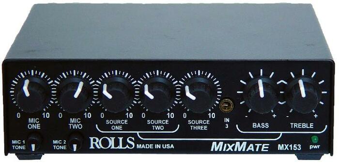 Rolls MX153 Mix Mate 2x XLR(Mic), 3x RCA (Stereo Source) Mixer with Ducking MX153