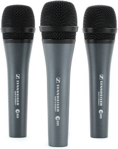 Sennheiser THREEPACK835 Pack of (3) e 835 Handheld Vocal Microphones with Carrying Pouches THREEPACK835