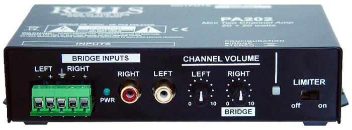 Rolls PA202 20W x 2 @ 4 Ohms Stereo Amplifier PA202