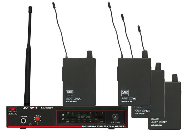 Galaxy Audio AS-900-4 UHF Wireless In-Ear Monitor System, For 4 Users