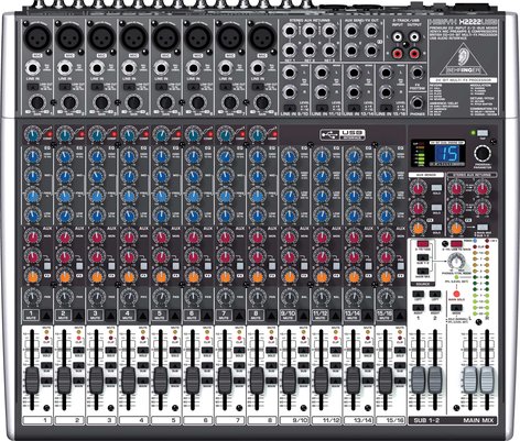 Behringer XENYX-X2222USB Mixer, 22 Input, 2/2 Bus, USB, energyXT2.5 Software, 24-bit Multi-FX Processor XENYX-X2222USB