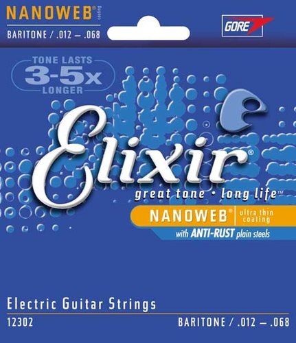 Elixir 12302 Baritone Electric Guitar Strings With NANOWEB Coating
