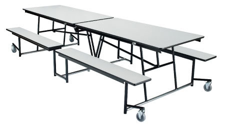 National Public Seating MTFB12PB Table, Partical Board Top With Fixed Benches, 12`