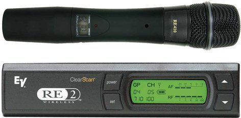 Electro-Voice RE2-510 Handheld Wireless Mic System w/RE510 Supercardioid Condenser Element (Shown with RE410) RE2-510