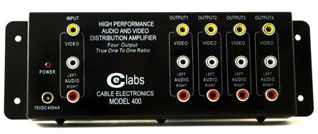 Cable Electronics CEL-AV400 1x4 Composite Audio/Video Distribution Amplifier CEL-AV400