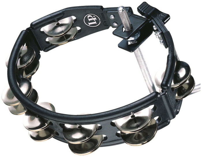 Latin Percussion LP160 Cyclops Mountable Tambourine in Black with Steel Jingles LP160