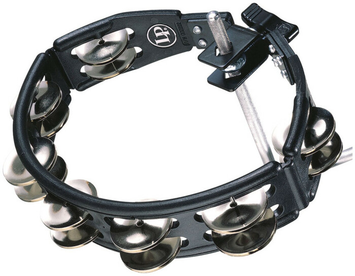 Latin Percussion LP160 Cyclops Mountable Tambourine In Black With Steel Jingles