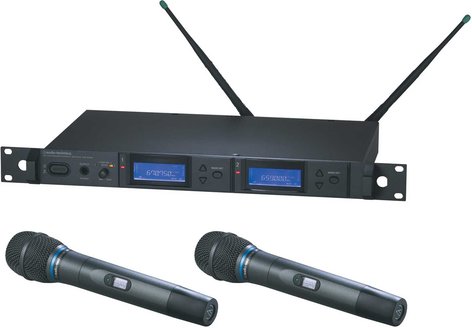 Audio-Technica AEW-5255AC Dual Wireless Microphone Handheld System with 2 x AEW-T5400a Cardioid Condenser Mics, UHF Band C: 541.500 MHz to 566.375 MHz AEW-5255AC