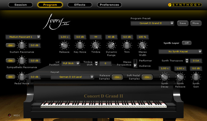 Synthogy IVORY2-GRAND-PIANO Ivory II Grand Piano Piano Collection Virtual Instrument Software