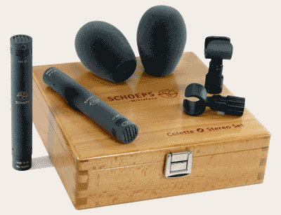 Schoeps Colette Cardioid Mikrofon-Set 2x CMC6U Preamplifiers, 2x MK4 Cardioid Capsules, 2x SG20 Stand Clamps, 2x B5D Windscreens CARDIOID-ST
