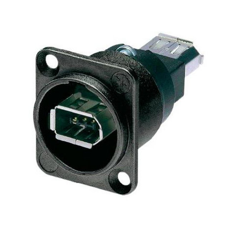 Neutrik NA1394-6-W-B Firewire 6 Receptacle with Black D-Housing NA1394-6-W-B