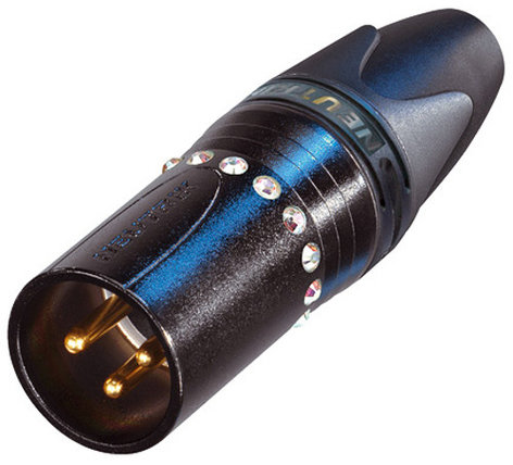 Neutrik NC3MXX-B-CRYSTAL 3-Pin XLR-M Cable Connector with Swarovski Crystals and Gold Contacts NC3MXX-B-CRYSTAL