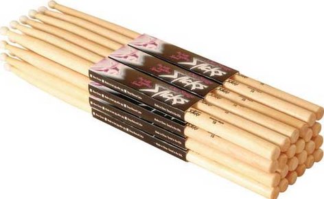 On-Stage HN5A 5A Nylon Tip Hickory Drumsticks, 12 Pack