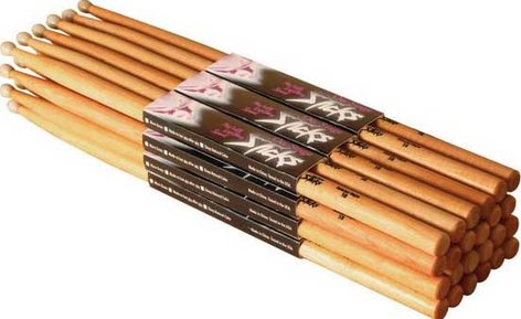 On-Stage AHW5A 5A Wood Tip American Hickory Drumsticks, 12 Pack