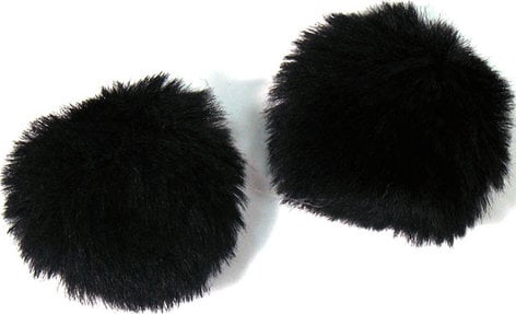 Rycote 065501 1 Pair Of Furry Black Windjammers For Lavalier Microphones