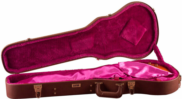 Gator Cases GW-LP-BROWN Deluxe Hardshell Wooden Vintage-Style Electric Guitar Case for Single-Cutaway Guitars GW-LP-BROWN