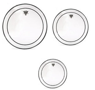 Remo Pro Pack 3-Pack of Clear Pinstripe Heads for Toms: 12",13",16 with 14" Coated Ambassador Snare Drumhead PP-0320-PS
