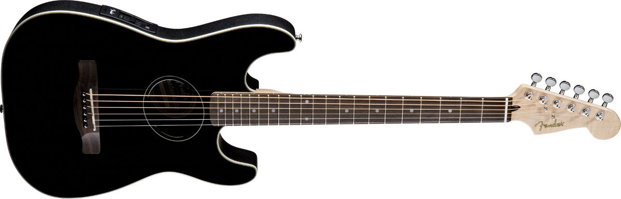 Black Electracoustic Stratocaster Electric Guitar with Fishman Isys III Electronics