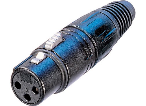 3-pin XLR-F Cable Connector in Black with Gold Contacts