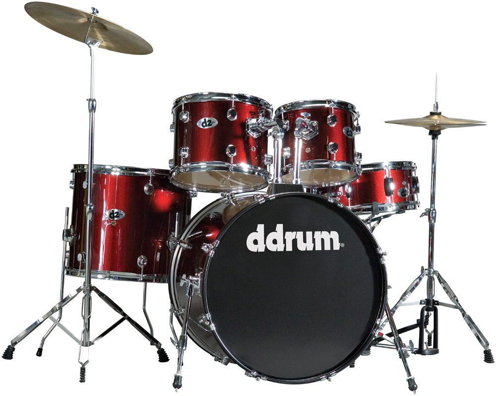 5 Piece Drum Kit in Blood Red with Hardware & Cymbals