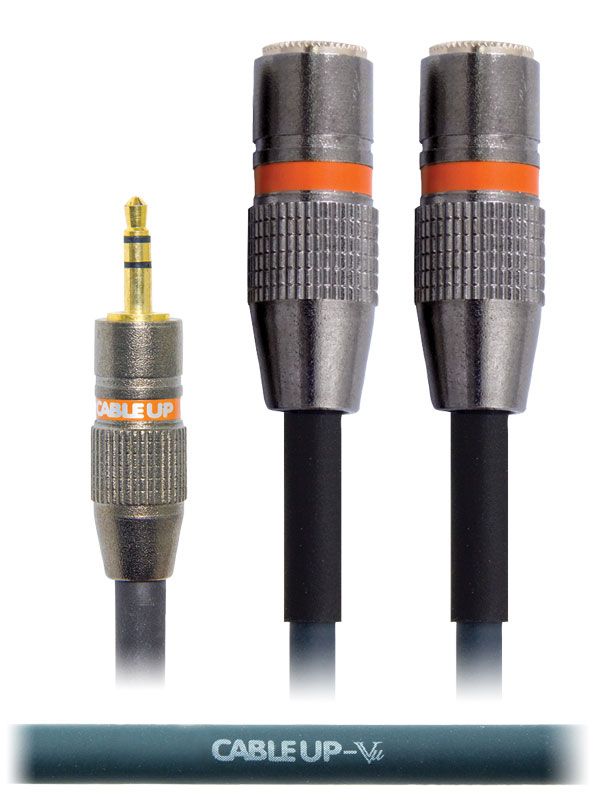 6" 1/8" TRS Male to Dual 1/8" TRS Female Parallel Y-Cable