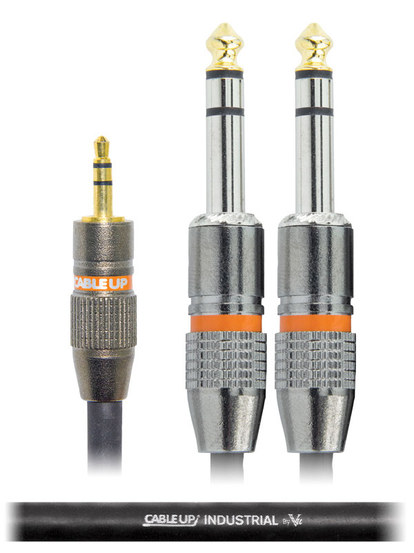 3 ft 1/8" TRS Male to Dual 1/4" TRS Male Parallel Y-Cable