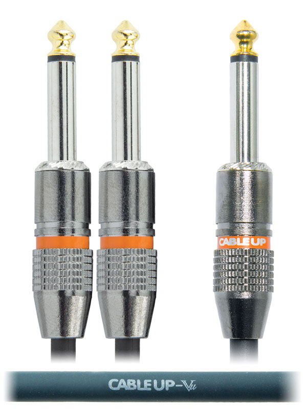 6" 1/4" TS Male to Dual 1/4" TS Male Parallel Y-Cable