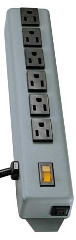 Power Strip, 6 Outlets, 6`Cord